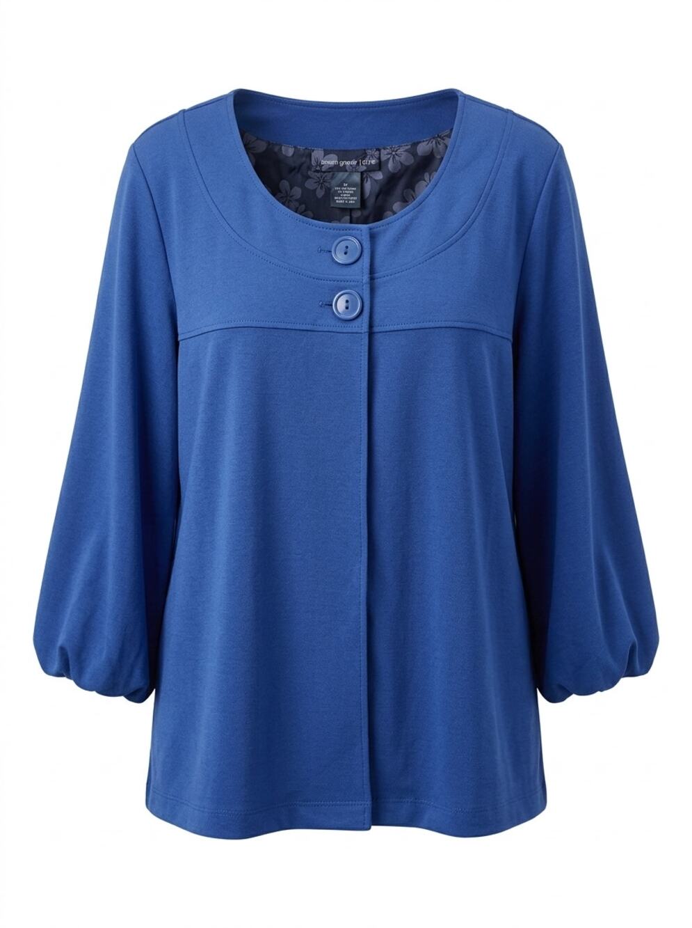 Susan Graver Made in USA Blue Lined Bell Sleeve Blouse Women Plus Size 1X